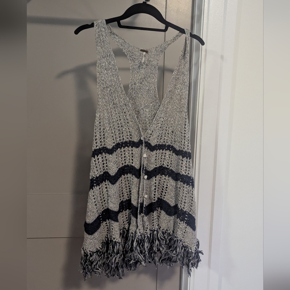 Free People Gray and Navy Knit Vest